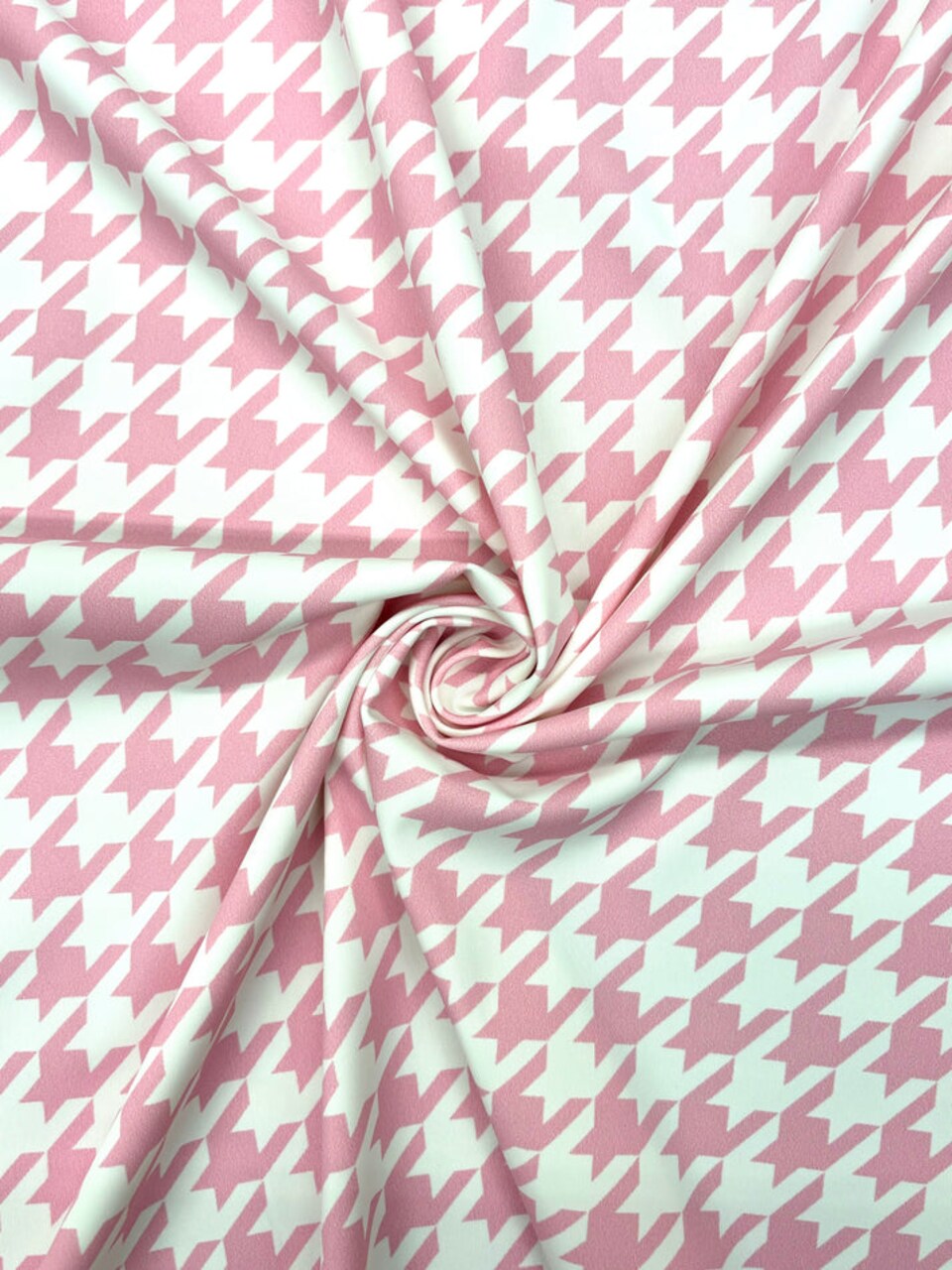 1 Yard 80% Polyester 20% Spandex Baby Pink Houndstooth Print Stretch Spandex Fabric for Swimwear and Activewear 58"/60" Width